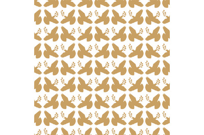 Gold vintage peace dove seamless pattern