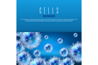 Microbiology and medical vector web banner template with 3d bacteria a