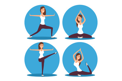 Young woman making yoga exercises and meditation vector illustration