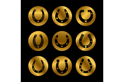 Black horseshoe vector icons