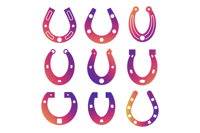 Horse shoe icons isolated on white background