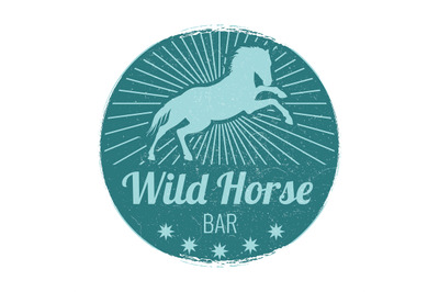 Wild horse bar vintage vector emblem