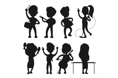 Musicians vector silhouettes isolated on white background