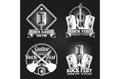 Music festival banners set. Rock music fest emblems