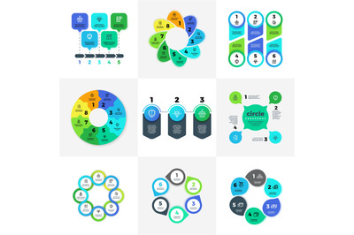 Business infographic option charts with marketing icons. Workflow layo