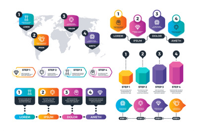 Business infographics. Status structure elements, target group charts.