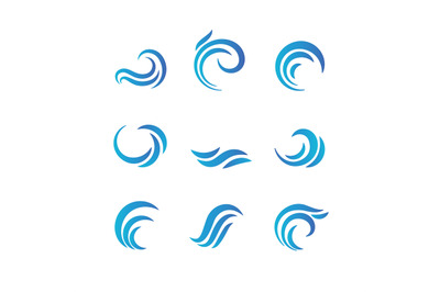 Wave emblems. Ocean water abstract vector isolated logos and symbols