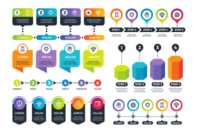 Business infographics. Info graphs, timeline and abstract circular cha