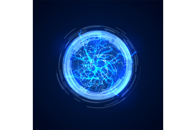 Portal. Abstract concept background with electric lightning. Future co