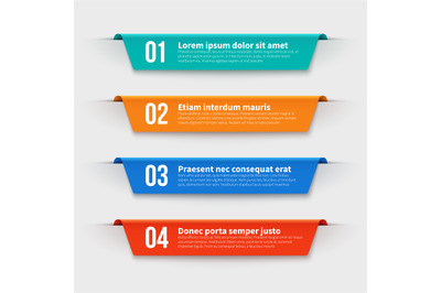 Infographic banners. Color labels with steps and options vector set