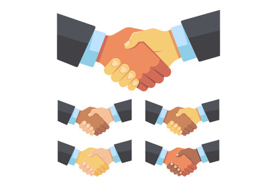 Handshake of businessmen of different races. Business team, agreement