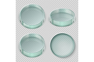 Empty glass petri dish. Biology lab dishes vector illustration isolate