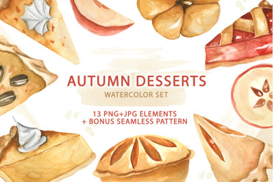 Watercolor Traditional Autumn Desserts