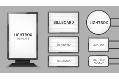 Light boxes. Retail lighting 3d billboards, retro cinema signs. Outdoo