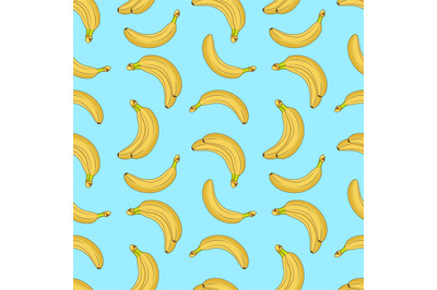 Sweet fruit yellow bananas seamless vector pattern