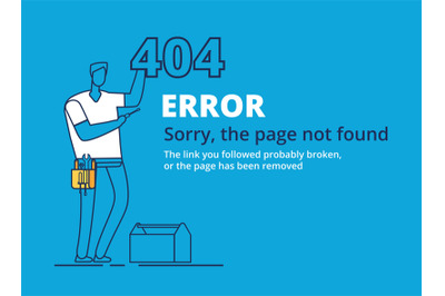 Error 404 page. Computer failure, oops concept. Website vector templat