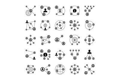 People socia networks&2C; intranet relationship connection icons. Human c