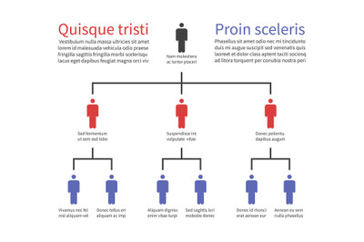 Pyramid hierarchy chart, business organization structure with people i