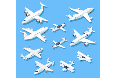 Isometric planes. Private jet airplanes&2C; aircraft and airliner. 3d aer