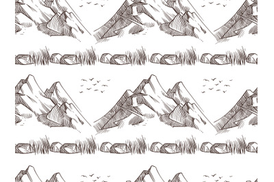 Mountain landscape seamless pattern background design