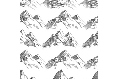 Pencil sketched mountains seamless pattern