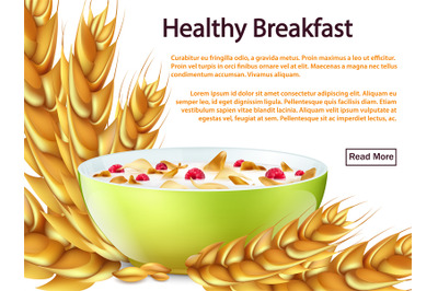 Healthy breakfast banner or background vector