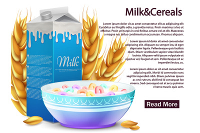 Milk and cereals Healthy breakfast vector