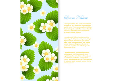 Nature banner template with realistic leaves and flowers