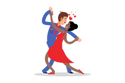 Cartoon character couple dancing vector illustration