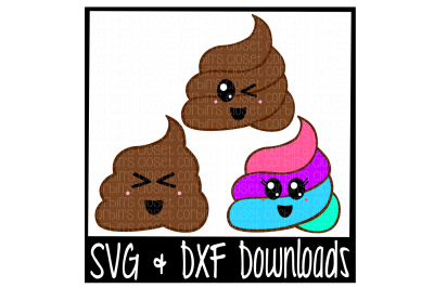 Kawaii Poo * Cute Faces * Emoji Cutting File - SVG & DXF Files - Silhouette Cameo/Cricut