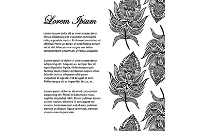 Oriental feathers vector banner or background template