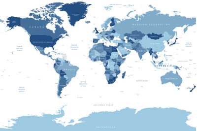 World Map with countries and globe