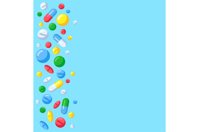 Pharmaceutical pills background. Medicine drugs in capsules. Medical t
