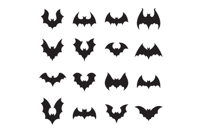 Vampire bat silhouette. Halloween bats decoration, hanging cave flitte