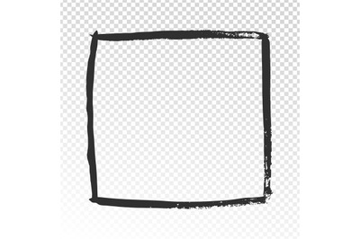 Grunge square frame. Black brush strokes cadre, watercolor paint brush