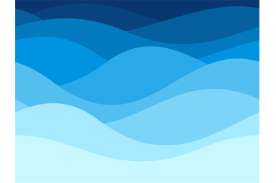 Blue waves pattern. Summer lake wave, water flow abstract vector seaml
