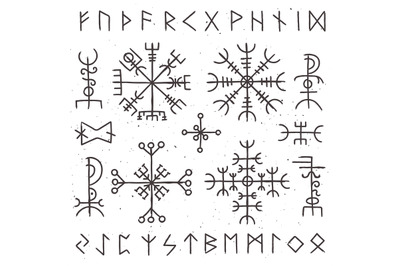 Mystical viking runes. Ancient pagan talisman, norse rune symbol. Myst