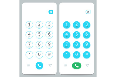 Phone keypad. Smartphone screen keyboard with numbers. Isolated vector