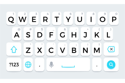 Phone keyboard. Cellphone keypad with letters and phone icons. Isolate