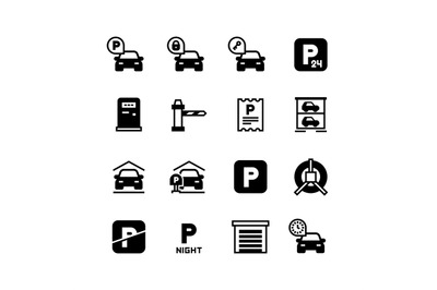 Parking car vector icons. Parking zone symbols isolated