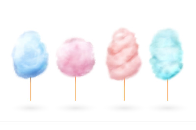 Cotton candy. Candyfloss&2C; kids sugar yummy snack. 3d confectionery vec