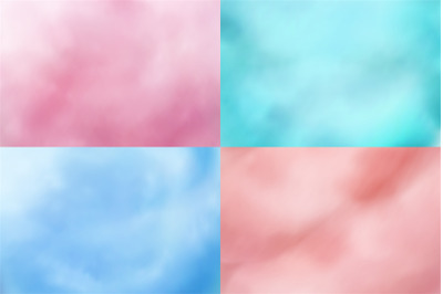 Cotton candy backgrounds. Realistic candyfloss sweet dessert vector te