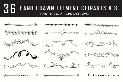 35+ Hand Drawn Design Element Cliparts Ver. 3
