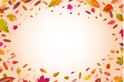 Autumnal background. Autumn falling yellow leaves. Nature season vecto