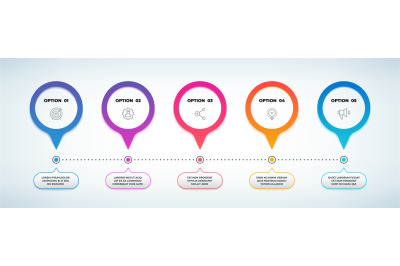 Realistic step infographic. 3D option flow chart&2C; timeline graph templ