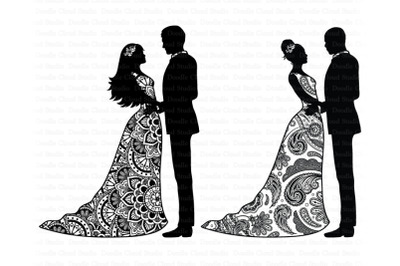 Wedding Mandala SVG, Mandala Bride and Groom SVG, Wedding Clipart.