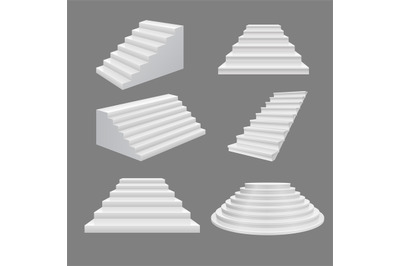 Building stairs illustration. 3D scala illustration white modern stair