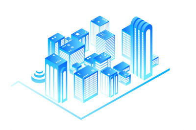 Smart city. 3d urban map with residential isometric buildings. New hou