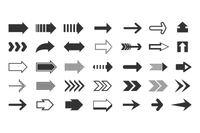 Black arrows. Direction pointers, up down left right signs of dots sha