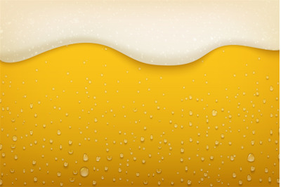 Beer foam. Realistic craft beer bubbles condensate and flowing foam, b